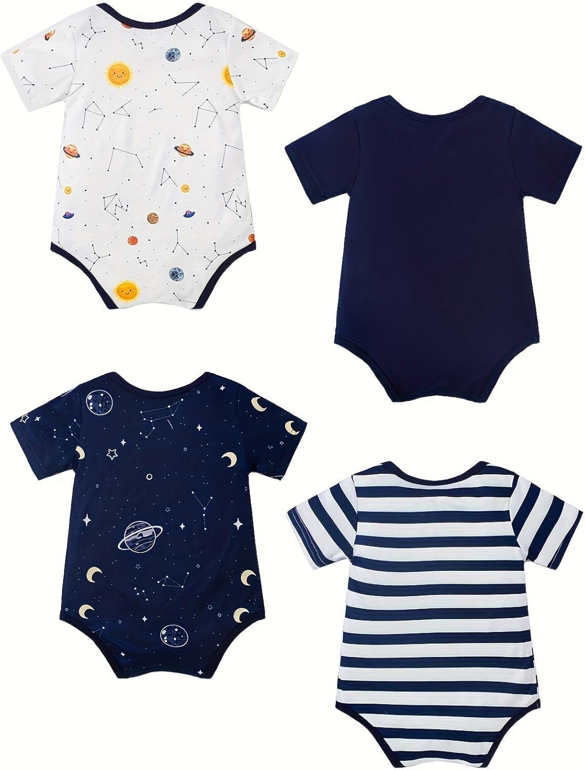 NZRVAWS Newborn Baby Boy Girl Clothes Unisex Infant Romper Pants Set Hat 4-Pack Outfits 0-12 Months