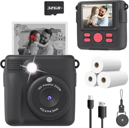 Kids Camera Instant Print, Christmas Birthday Gifts for Kids Age 3-12, Selfie Digital Camera with