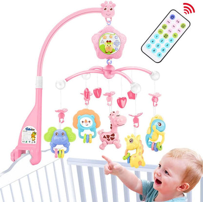 caterbee Baby Crib Mobile for Pack and Play, Crib Toys with Light and Musicial, Remote,Projector