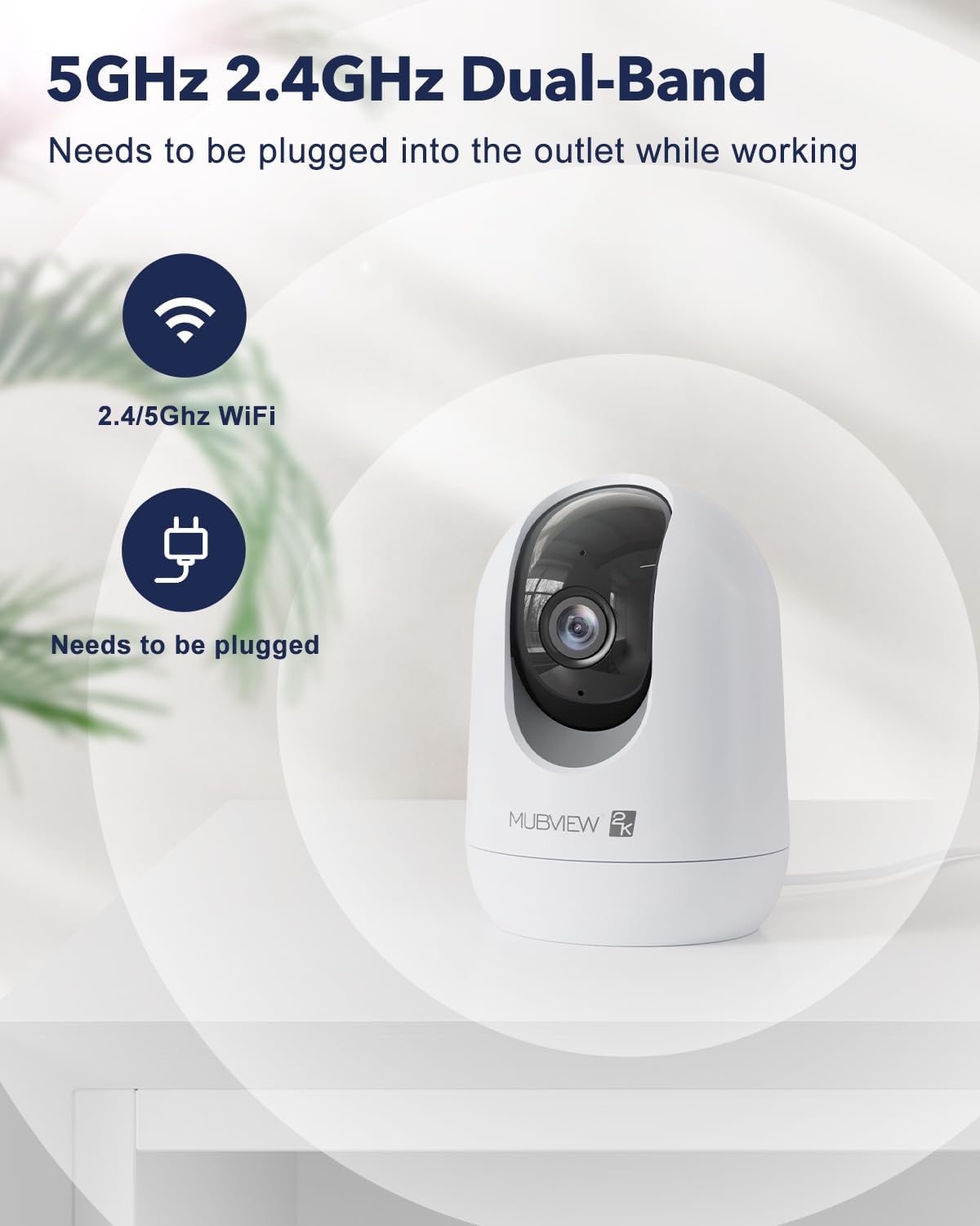 MUBVIEW Pet Camera with Phone App, Indoor Security Camera, 2.4/5GHz WiFi Cameras for Home Security