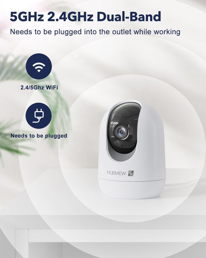 MUBVIEW Pet Camera with Phone App, Indoor Security Camera, 2.4/5GHz WiFi Cameras for Home Security