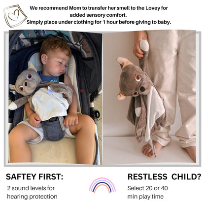 Love By Emi Baby Music Lovey Brown Bulldog, Baby Sleep Soother for Crib & Cuddle Bedtime, White