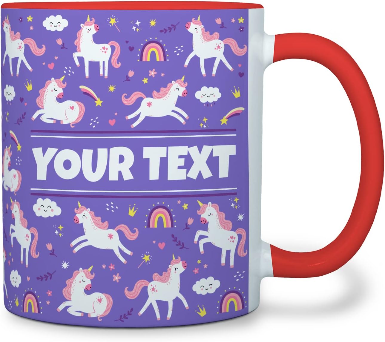 Personalized Mug for Kids - Purple Unicorn - Custom Name/Text, Ceramic Hot Chocolate/Cocoa/Coffee