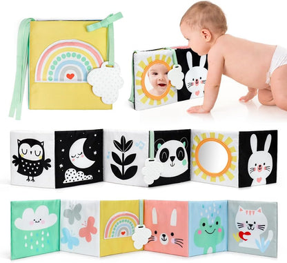 OKOOKO Black and White Baby Book, High Contrast Toy, 0-6 Months Baby Soft Book Tummy Time