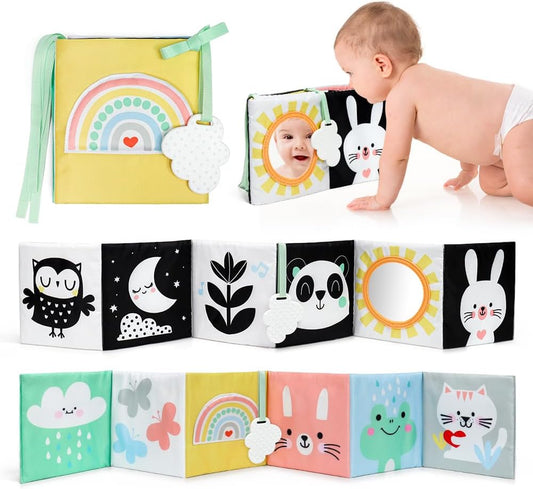 OKOOKO Black and White Baby Book, High Contrast Toy, 0-6 Months Baby Soft Book Tummy Time