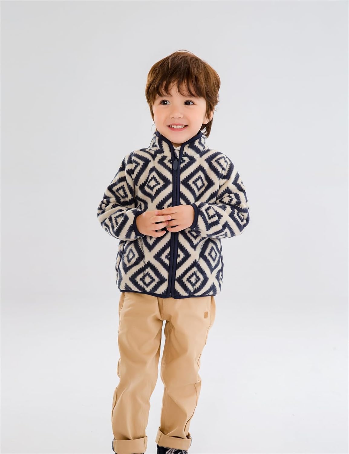 Kids Printed Polar Fleece Jacket Toddler Baby Boys Girls Autumn Winter Warm Sherpa Lining Outerwear
