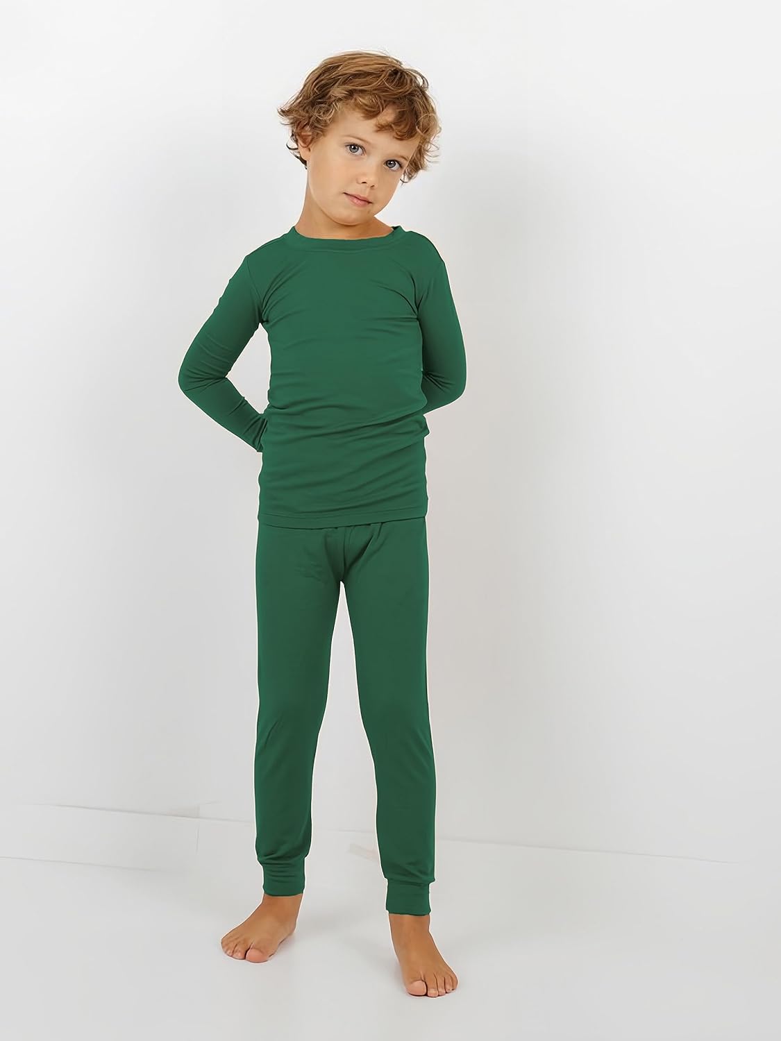 BABY 2T-10Y Toddler Kids Girls Boys Soft Comfy Viscose 2pcs Set Long Sleeve Plain Shirts and Pants