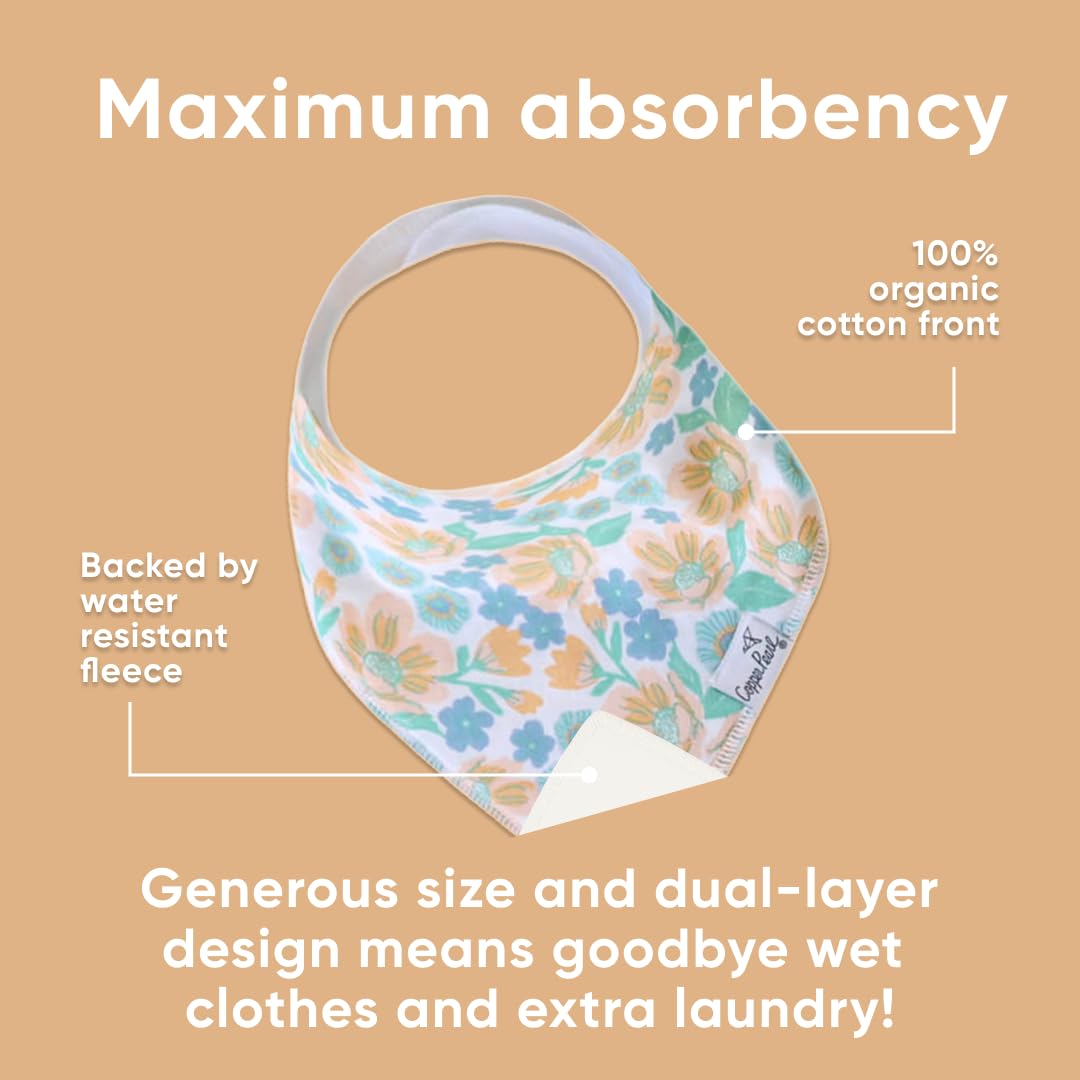 Copper Pearl 6 Pack Soft Cotton Baby Bibs for Drooling and Teething, Absorbent Drool Bibs for Baby