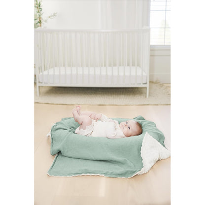 Konssy Baby Blankets for Unisex Boys Girls, Super Soft Nursery Minky Blankets with Muslin Cotton