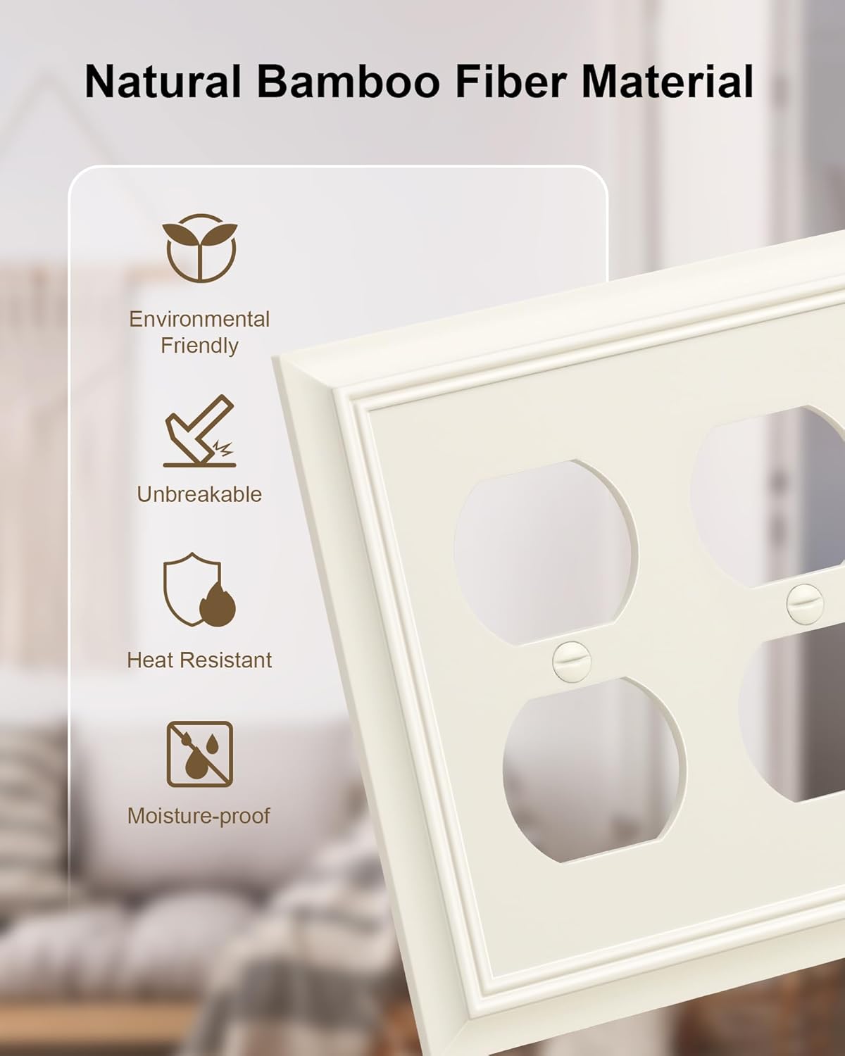 2-Pack Double Duplex Outlet Cover, Light Almond Decorative Switch Plates and Outlet Covers for