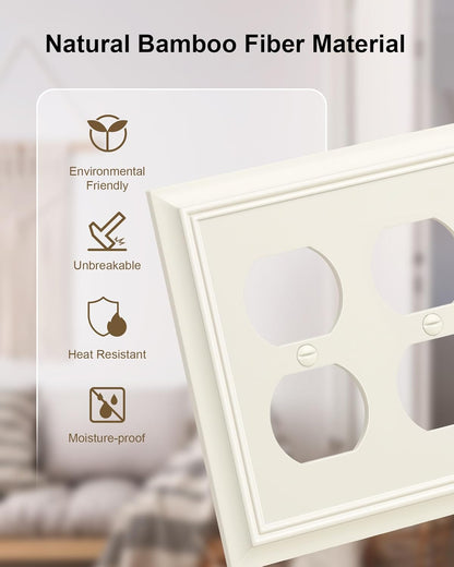 2-Pack Double Duplex Outlet Cover, Light Almond Decorative Switch Plates and Outlet Covers for