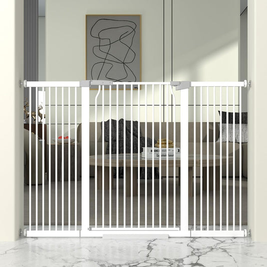 41" Extra Tall Cat Gate for Doorway, 54.5-60.2'' Metal Pet Baby Safe Gate, Extra Wide Pressure