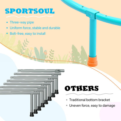 SPORTSOUL Mini Trampoline for Kids 3-6 with Super Safe Foam Handle Bar