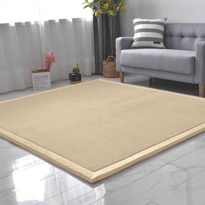 Loartee Coral Velvet Crawling Rug (6'8"x 6'8", Brown) for Toddler Children Play Area Rug Yoga Mat