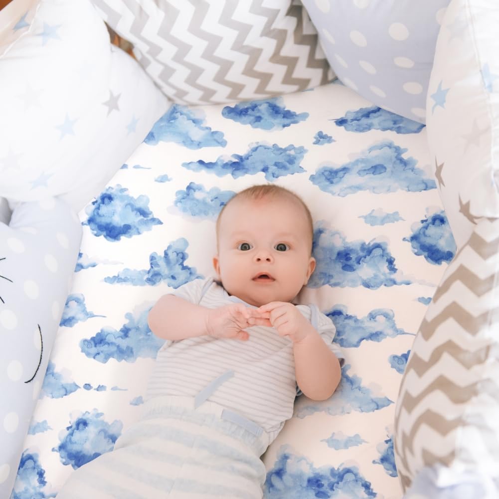 4 Pack Breathable Bassinet Sheets for Baby Boys Neutral Unisex Soft Bassinet Fitted Sheets for