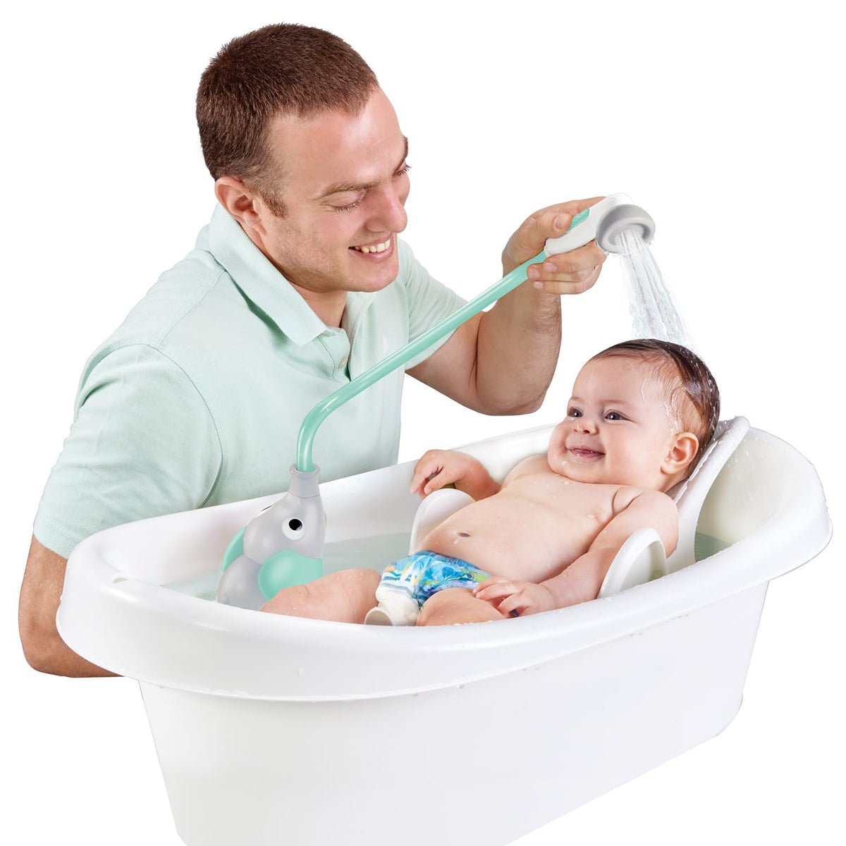Yookidoo Baby Bath Shower Head - Elephant Water Pump and Trunk Spout Sprayer - One Handed Flow
