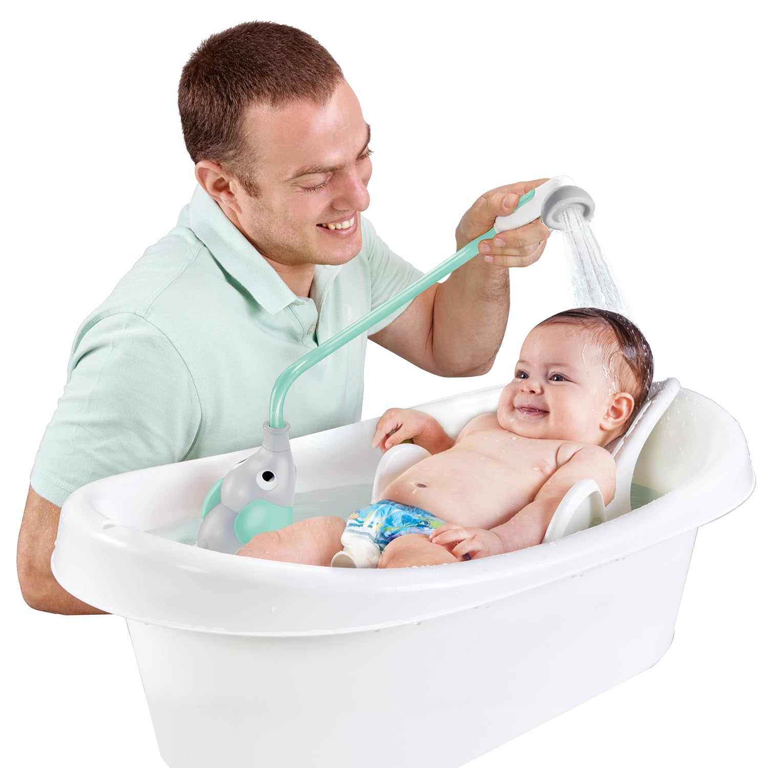 Yookidoo Baby Bath Shower Head - Elephant Water Pump and Trunk Spout Sprayer - One Handed Flow