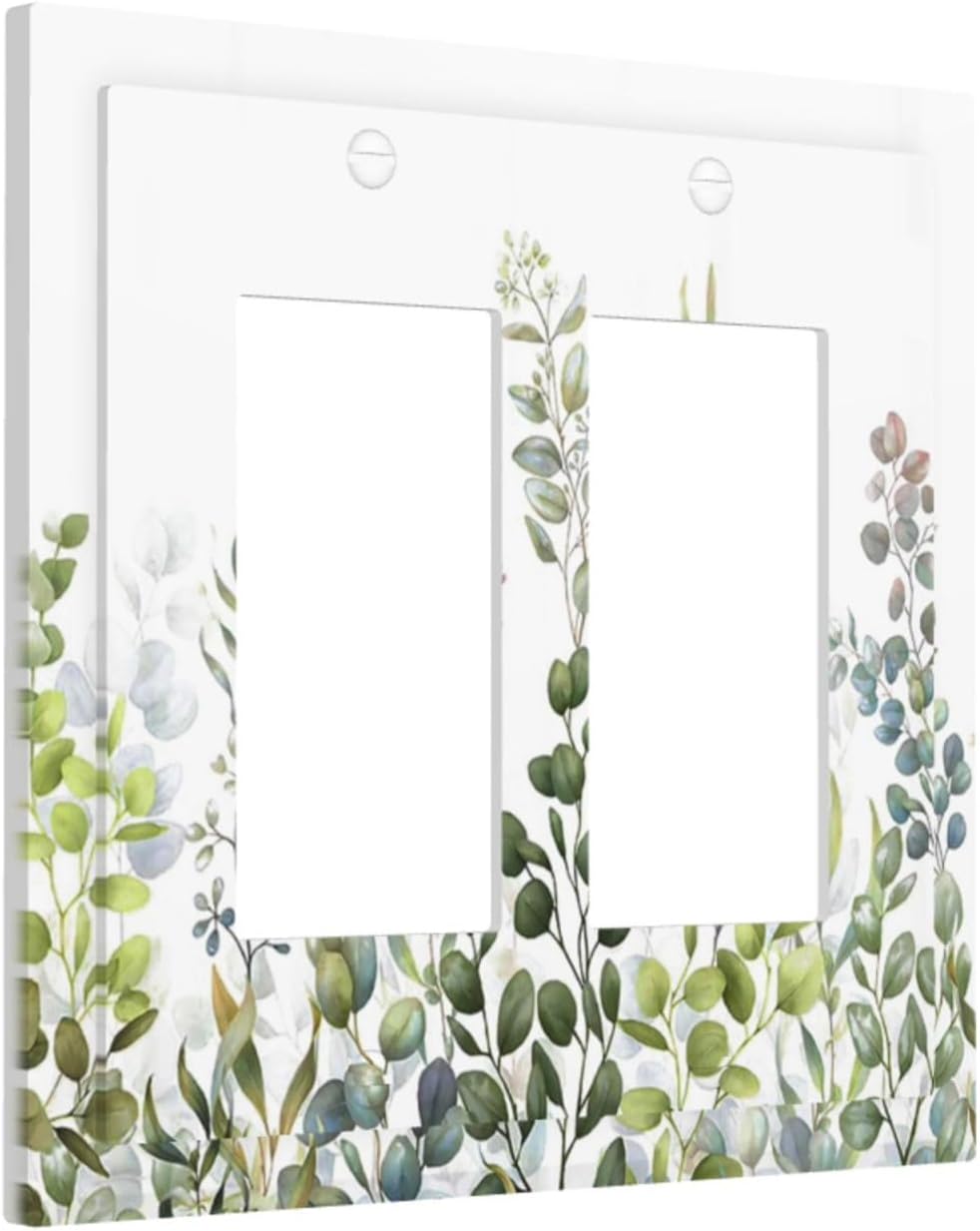 Green Eucalyptus Leaf Plant Herbs Springnature Decorative Outlet Covers 2 Gang Double GFCI Rocker