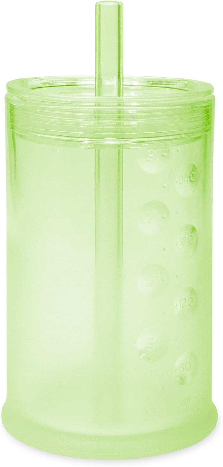 Olababy Clear View Silicone Training Cup with Straw Lid | Toddler Sippy Trainer 12mo+ | Unbreakable