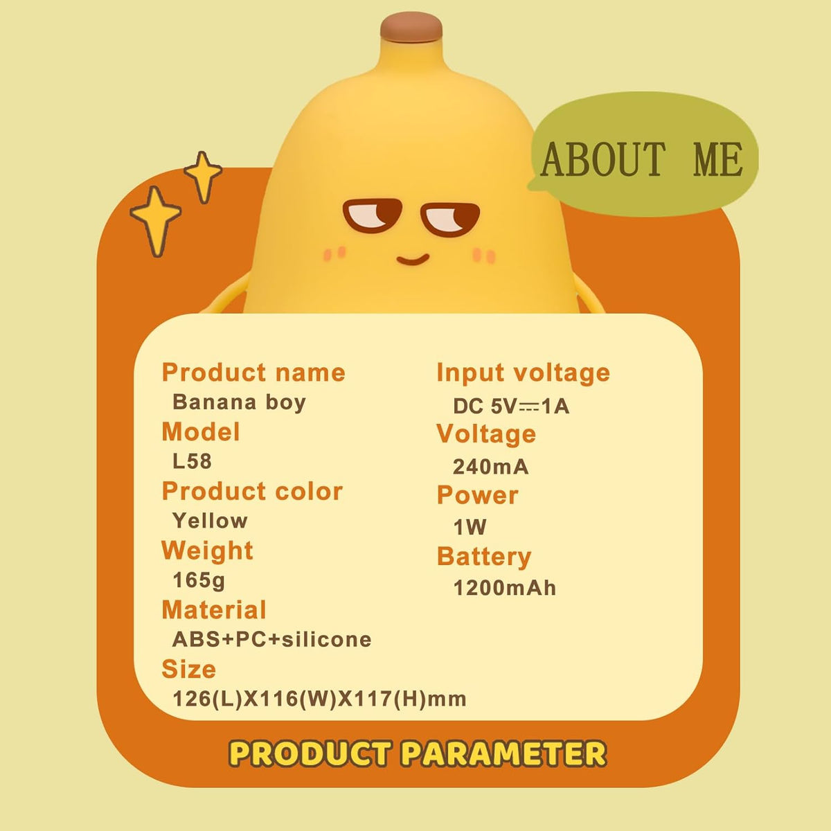 Banana Night Light for Kids, Cute Night Lamp for Room Decor, Portable Silicone Kids Lamp USB