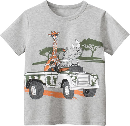 Boys' 4-Pack Excavator Short Sleeve Crewneck T-Shirts Top Tee Size 2-7 Years Toddler Boys' Value