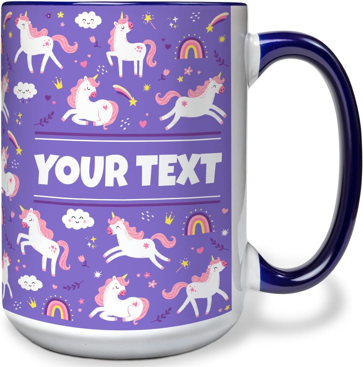 Personalized Mug for Kids - Purple Unicorn - Custom Name/Text, Ceramic Hot Chocolate/Cocoa/Coffee