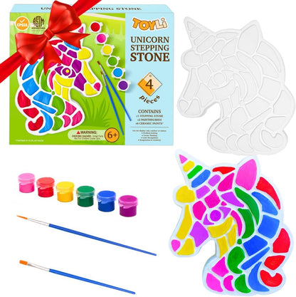 TOYLI Unicorn Painting Kit for Kids, Art Set, DIY Project, Stepping Stone Kit, Includes 2 Brushes