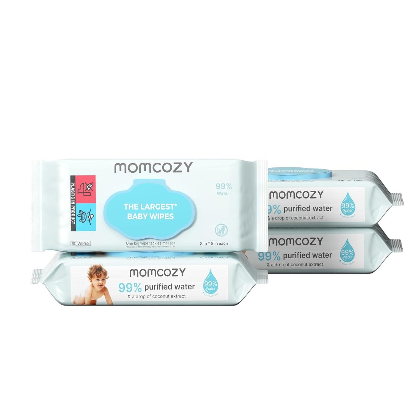 Momcozy Baby Wipes-Extra Large Size Design, 99% Water Based, Unscented & Hypoallergenic, Cleansing