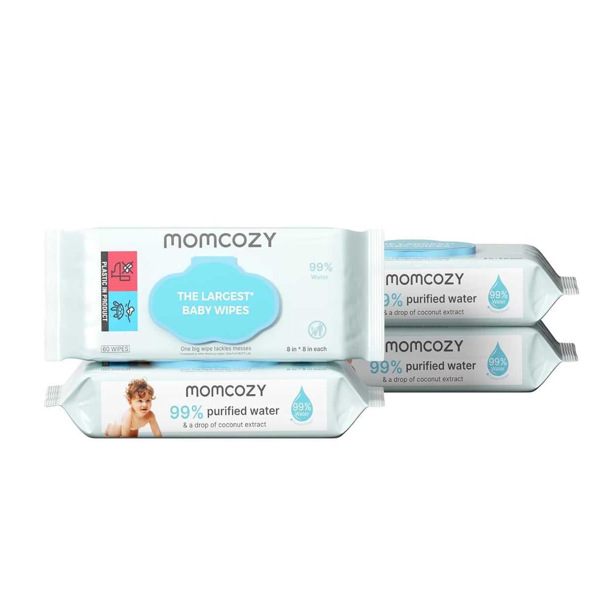 Momcozy Baby Wipes-Extra Large Size Design, 99% Water Based, Unscented & Hypoallergenic, Cleansing