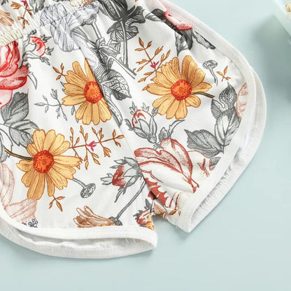 WZTYYDS Toddler Baby Girl Summer Clothes Floral Romper Tie-Up Strap Halter Jumpsuit Infant Summer