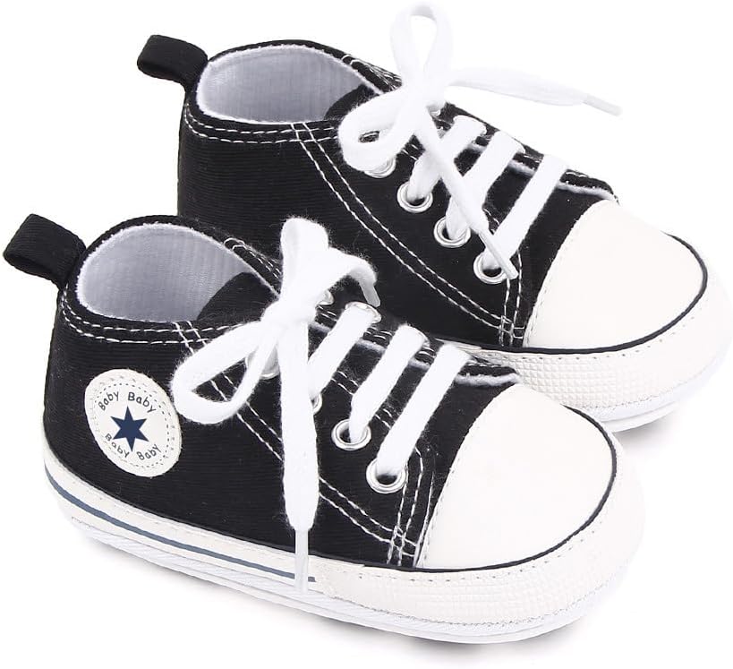 Unisex Baby Girls Boys Canvas High-top Shoes, Newborn Infant Anti-Slip Soft Sole Frist Walking