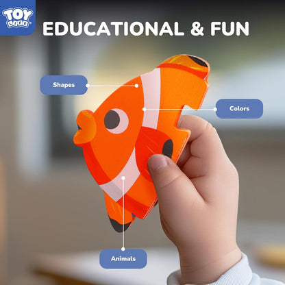 TOY Life Wooden Puzzles for Toddlers 2-4, Sea Animals Puzzles for Toddlers 1-3, Wood Puzzles