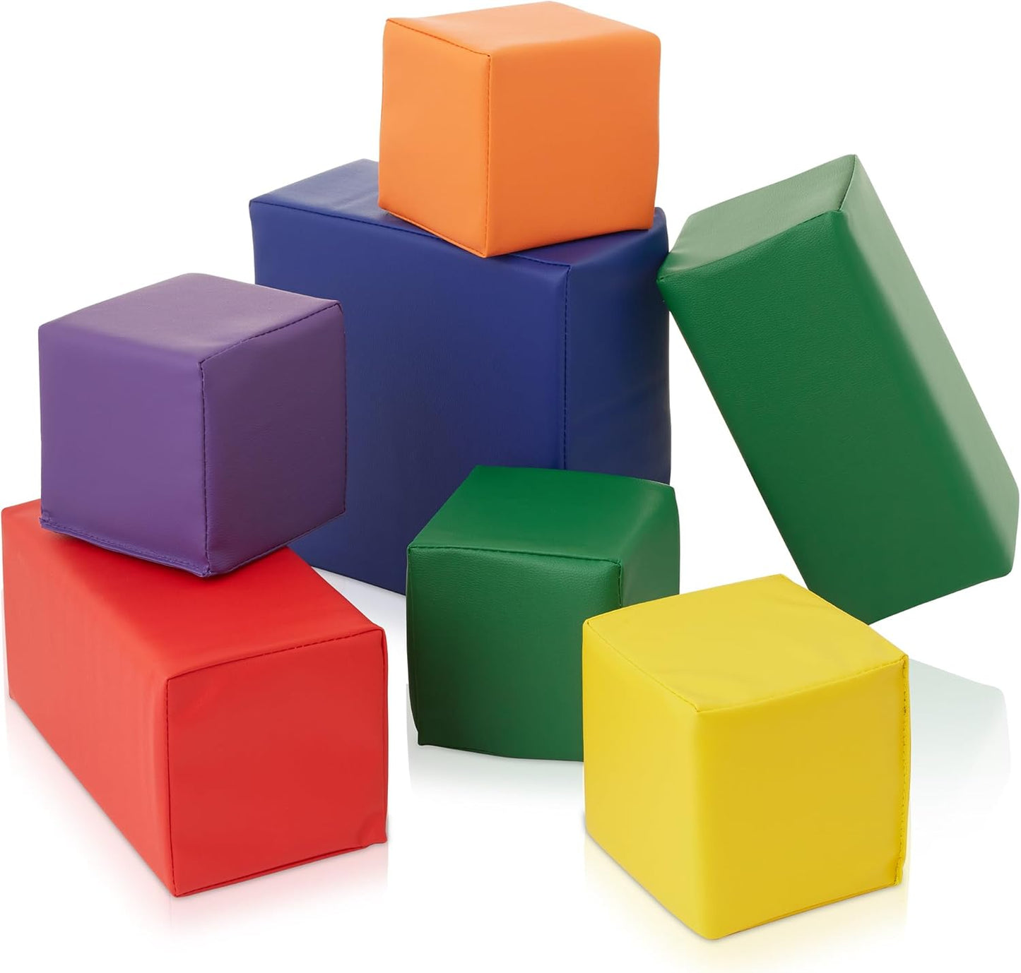 Casafield Large Toddler Foam Building Blocks (7-Piece Set), Soft Play Kids Stacking Cubes, Assorted
