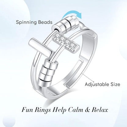 INFUSEU Funny Spinner Fidget Rings for Women Girls Anti Anxiety Stress Worry, Adjustable Size