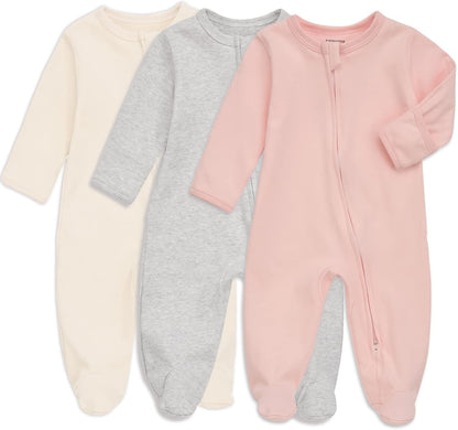 Aablexema Baby Footie Pajama with Mitten Cuffs, Double Zipper Infant Cotton clothes Sleeper Pjs