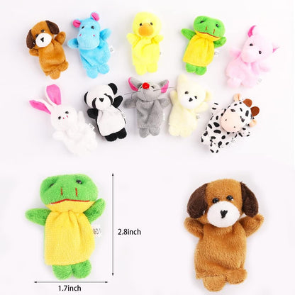 10Pcs Finger Puppets Set - Soft Plush Animals Finger Puppet Toys for Kids, Mini Plush Figures Toy