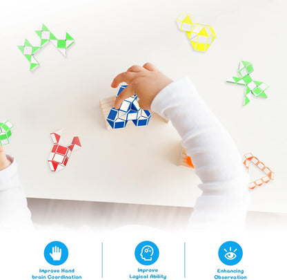 Ganowo 24 Pack Fidget Snake Cube, Mini Twist Puzzle Party Bag Fillers Bulk Toys for Kids Teens
