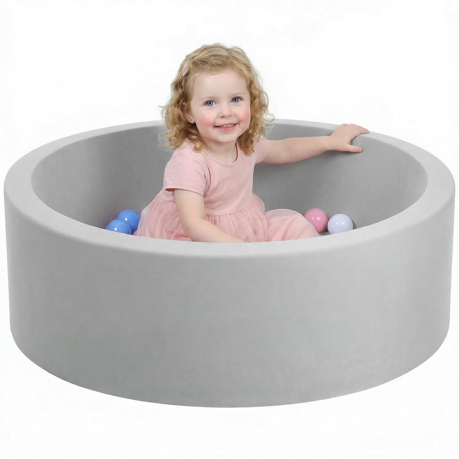 Wilwolfer Foam Ball Pit for Toddlers, Large Baby Ball Pit for Babies with Soft Memory Sponge