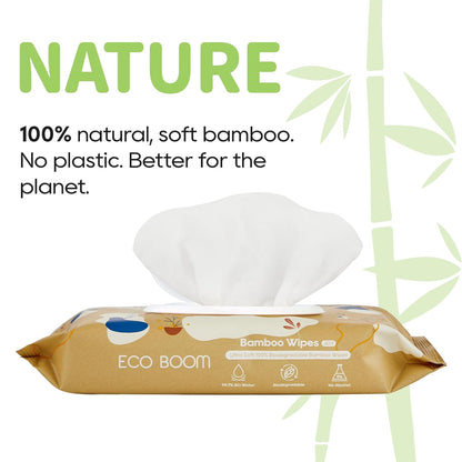 ECO BOOM Bamboo Viscose Wipes - Biodegradable, Fragrance-Free, Gentle Cleaning