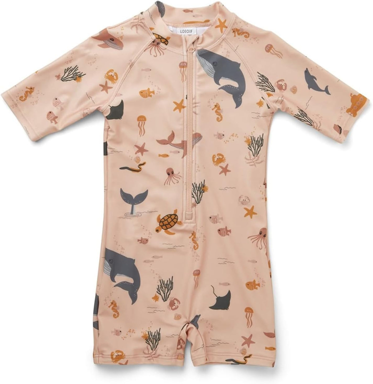 Boys One Piece Swimsuit Whale Dolphin Bathing Suit Zipper Rash Guard Kid Short Sleeve Swimwear