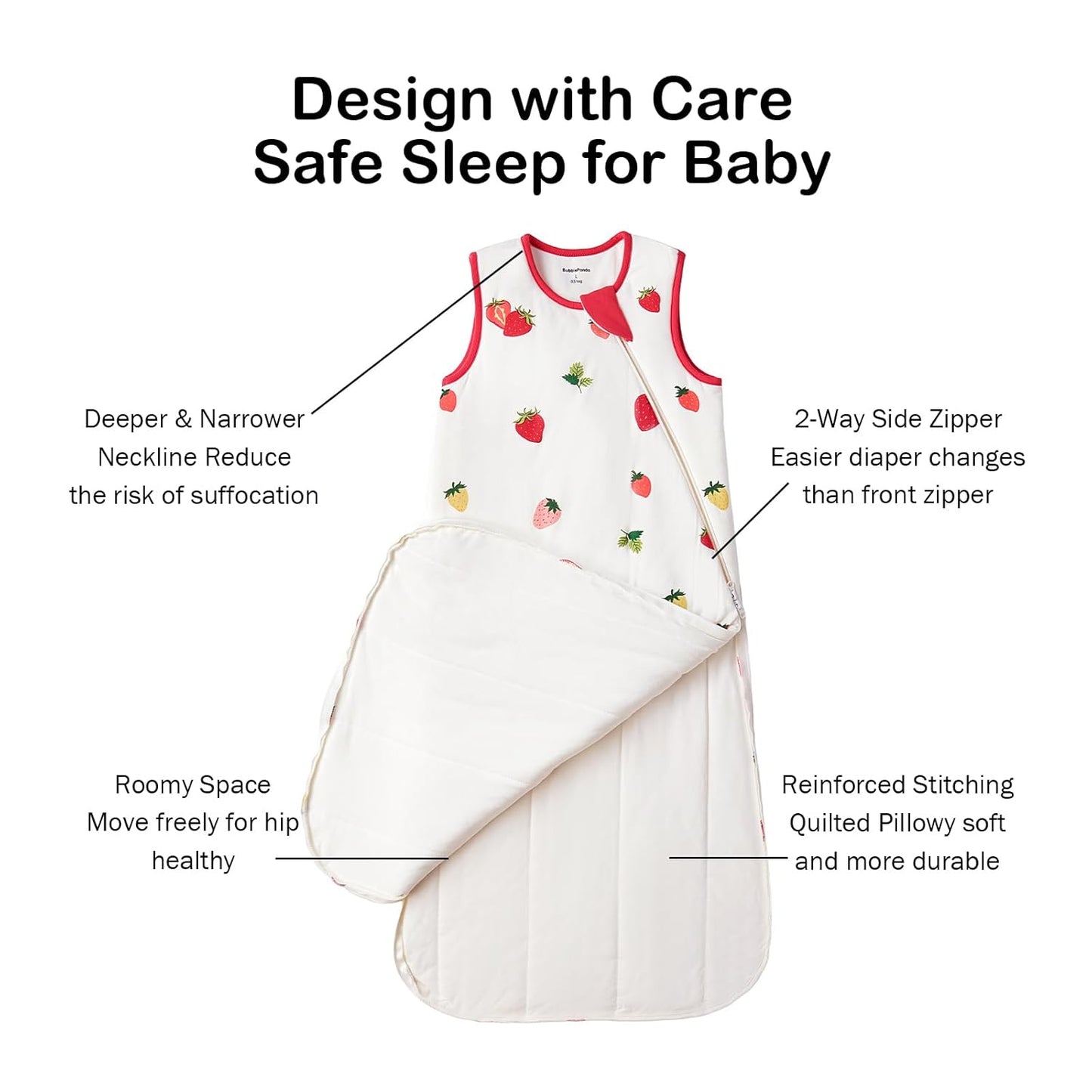 BubblePanda Rayon Made from Bamboo Sleep Sack 2t-3t 0.5 Tog Soft Lightweight Toddler Sleep Sack