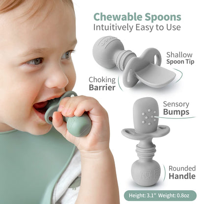 SAMiGO Silicone Baby Feeding Set, Baby Led Weaning Supplies, Suction Bowl Plate Bib Cup Self
