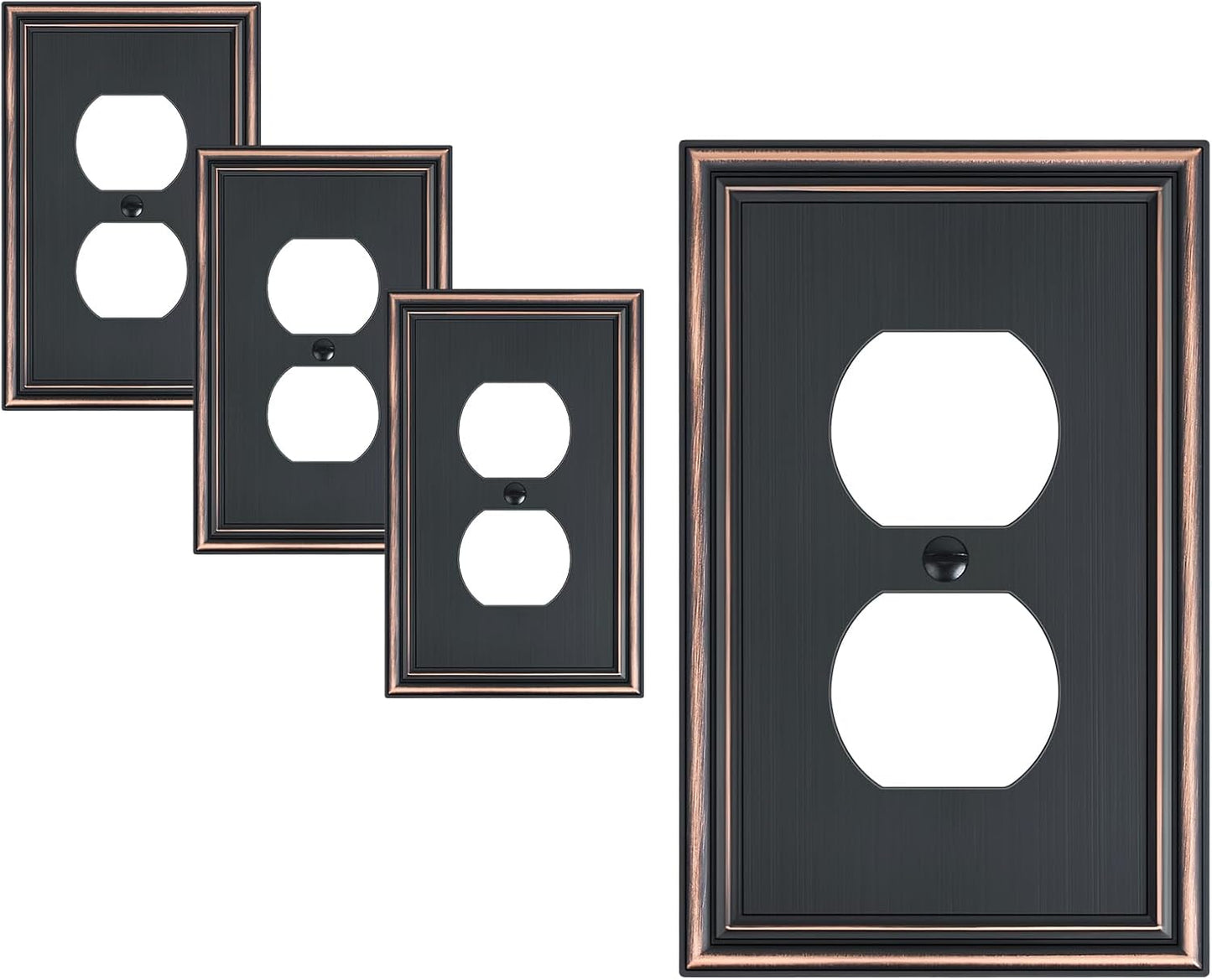 4-Pack Single Duplex Outlet Cover Plate, Decorative Aged Bronze Switch Plates and Outlet Covers