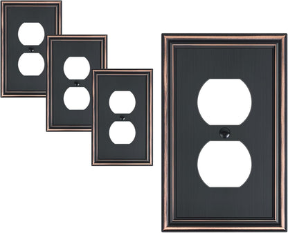 4-Pack Single Duplex Outlet Cover Plate, Decorative Aged Bronze Switch Plates and Outlet Covers