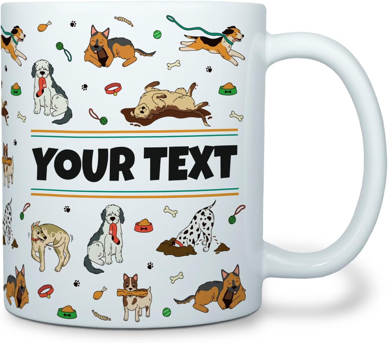 Personalized Mug for Kids - Dogs - Custom Name/Text, Ceramic Hot Chocolate/Cocoa/Coffee Cup for
