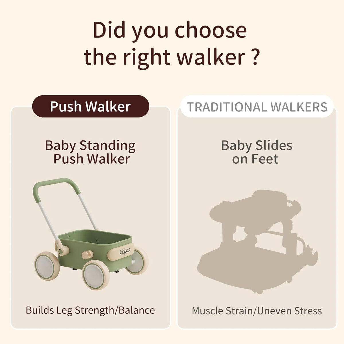Kidpop PULA 2-in-1 Push and Pull-Along Wagon, Baby Push Walker for First Learner from 7 Month to 4