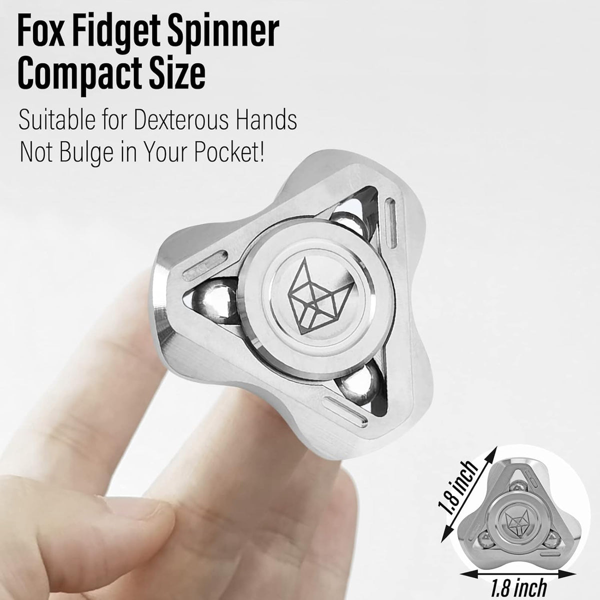 FREELOVE Upgraded Fox Metal Fidget Spinner for Adults, Steel/Glow Balls Clicking Noise, Mini Small