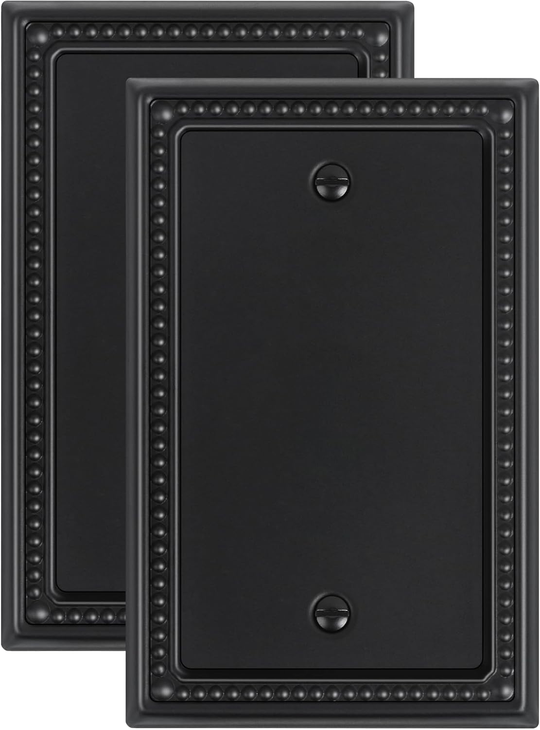 2-Pack Blank Outlet Cover Wall Plate, Metal Switch Plates Outlet Covers, Black Pearls Beaded