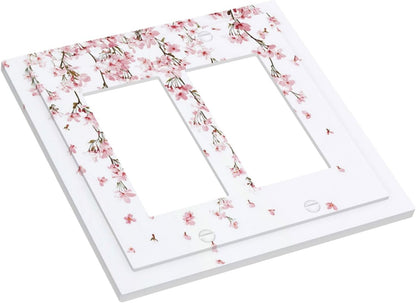 Decorative Outlet Covers Sakura Plant Floral Pink Flowers 2 Gang Double Gfci Rocker Electrical Wall