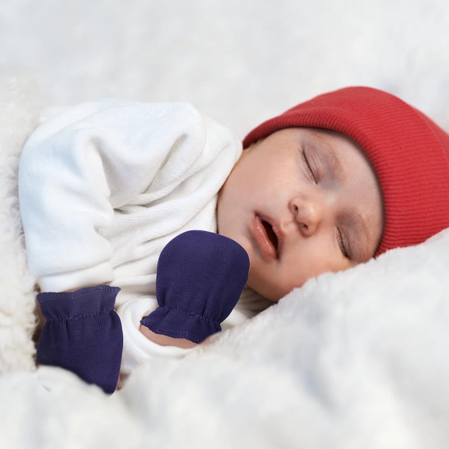 Newborn Baby Mittens No Scratch Cotton Elastic Wrist Gloves Infant Toddler Mittens for Baby Boy